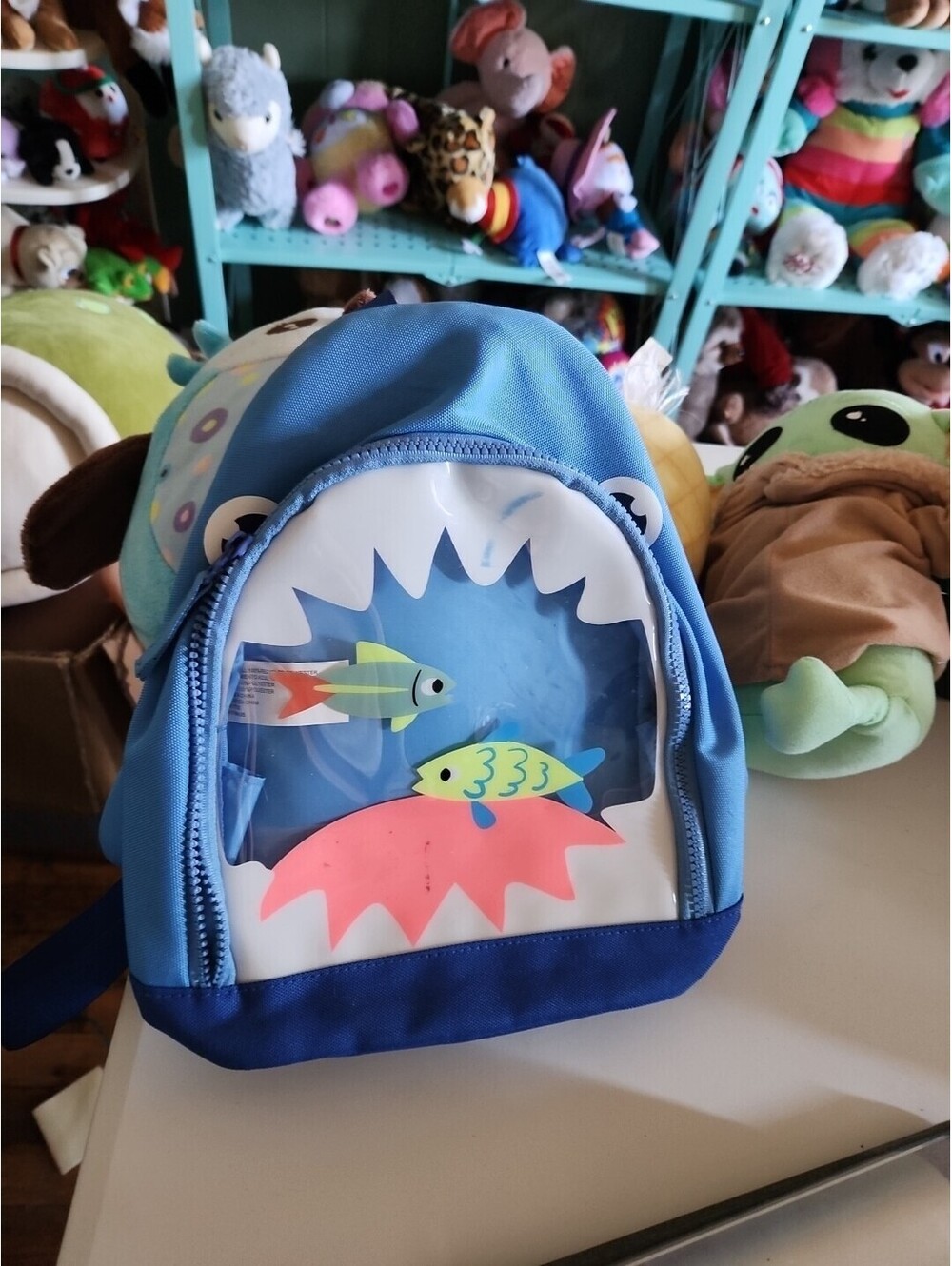 Cat & Jack Shark Backpack Toddler Preschool Kindergarten Clear Transparent Blue!